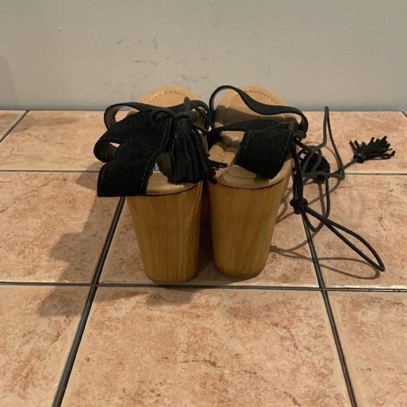 Steve Madden Shannnon Platform Leather Sandals Black size 10 - Picture 5 of 14